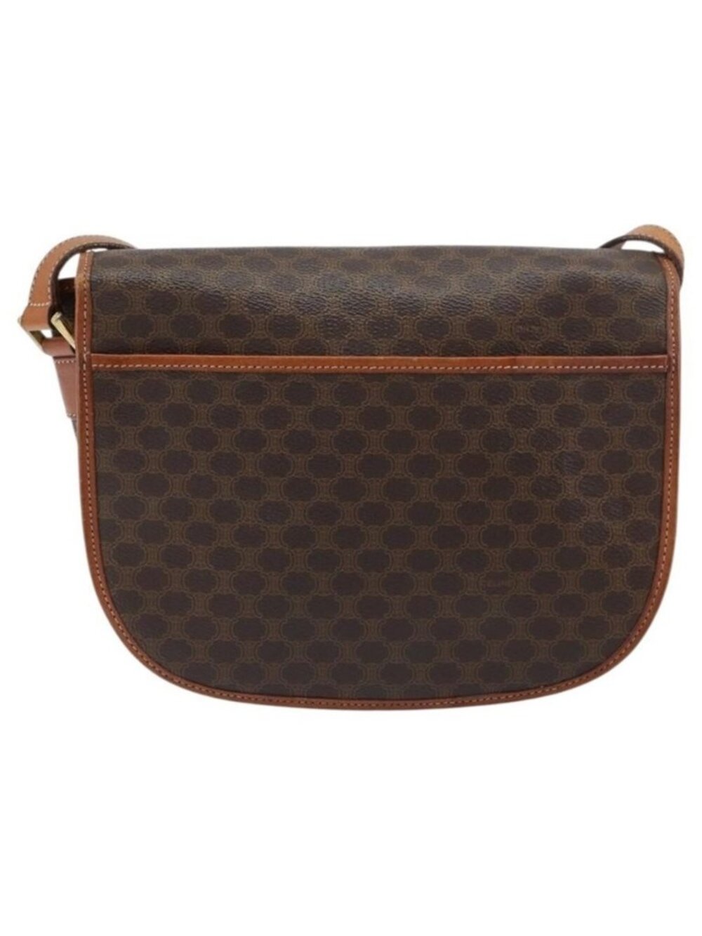 Authentic CELINE Macadam Canvas Shoulder Bag PVC Leather Brown Gold - Picture 15 of 16
